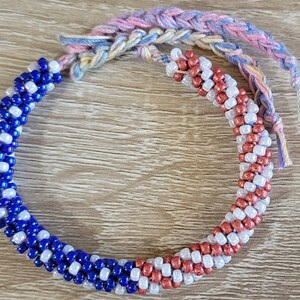 American Flag Old Glory Patriotic USA Beaded Bracelet