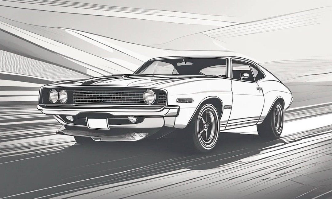 Set of 4 Classic Muscle Car Coloring Pages - Etsy
