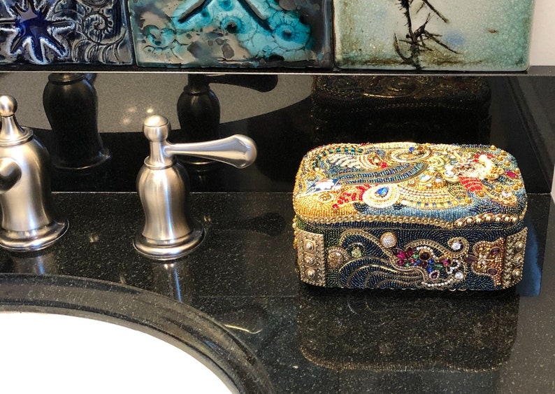 Blue Jeweled Box Etsy