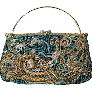 Handmade Blue Jeweled Handbag