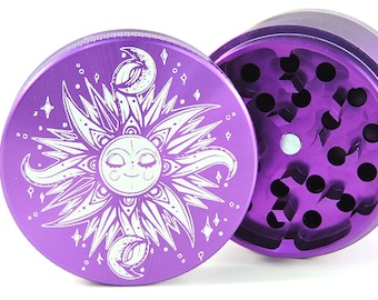 Moedor de ervas Sol e Lua - Gravação a laser personalizada