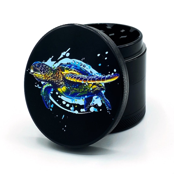 Herb Weed Grinder - Sea Turtle - UV Vibrant Print | NOT A STICKER | 2.2" - 4 piece