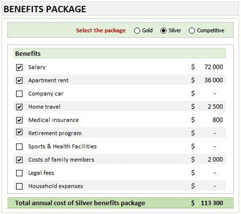 Employee Benefits Package Analysis Template Etsy