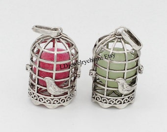 Birdcage Locket- 2pcs Hollow Locket Pendant for Aromatherapy Essential Oil Diffuser Necklace Making Charms