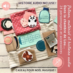 Costurero cuarto de muñecas en tela para coser tu misma con accesorios + Audiocuento incluido