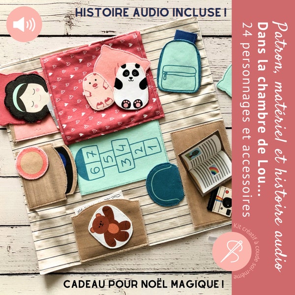 Kit couture chambre de poupée en tissu à coudre soi-même avec accessoires + Histoire audio incluse