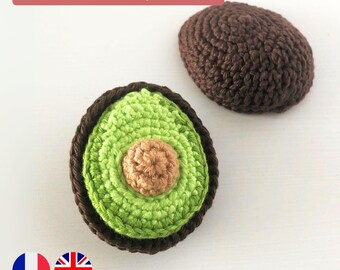 Crochet pattern avocado – a play food Montessori-inspired toy for kids – digital download
