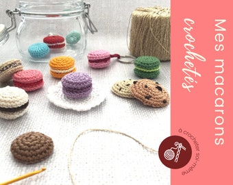 Crochet dinette pattern, crochet in French - Macaroon and cookies for dinette, key ring, children's gift, crochet toy