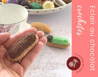 Crochet dinette pattern, crochet in French - eclairfor dinette, key ring, children's gift, crochet toy