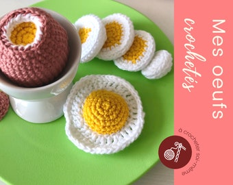 Crochet pattern: hard-boiled egg, soft-boiled egg and fried egg - Toy gift idea for children
