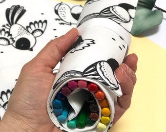 pencil roll case to color, coloring mat for kids, kids coloring book, travel kids activities , preschooler kindergarten activities
