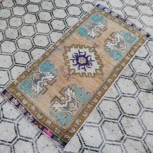 45x87cm / 18x35 inc Homedecor Lovely Vintage Rug,état,状態,estado ,Bed Side Small Rug,Turkish Yastık,Throw Rug,funky Oushak Rug ,Door mat Rug