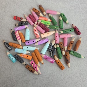 Set of 6 polymer clay pencil buttons