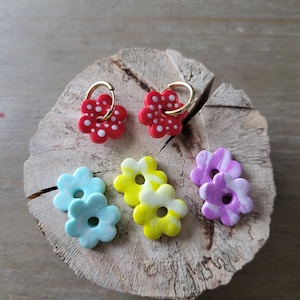Interchangeable flower earrings, colorful handmade jewelry