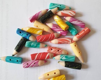 Boutons crayons en fimo
