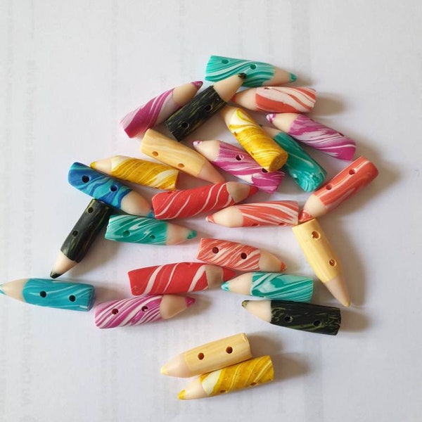 Fimo pencil buttons