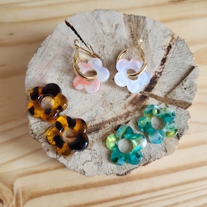 Interchangeable flower earrings, colorful handmade jewelry