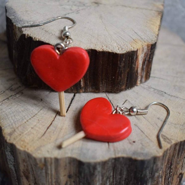 Boucle d'oreilles sucette coeur