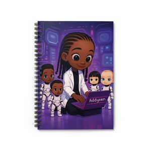 Colorful Kids' Sci-Fi Spiral Notebook, Personalized Stationery for Young Innovators, School Supplies, Gift for Future Scientists