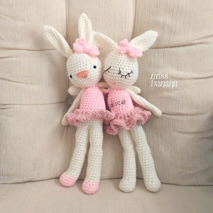 Rowena & Riley the Ballerina Rabbit Crochet Amigurumi Pattern - Pattern Only - PDF File