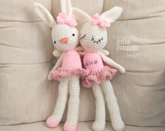 Rowena & Riley the Ballerina Rabbit Crochet Amigurumi Pattern - Pattern Only - PDF File