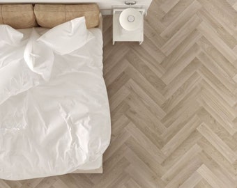 Herringbone Parquet Light Oak Sheet Vinyl Flooring. 3 Metre Wide Roll. (118")