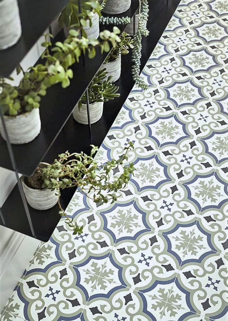 Cuenca Blue Green Sheet Vinyl Flooring. 2 Metre Wide Roll. (78")