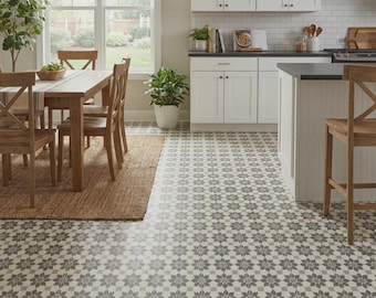 Wykładzina winylowa Retro Floral w jednym arkuszu. Rolka o szerokości 3 metrów. (118 cali)