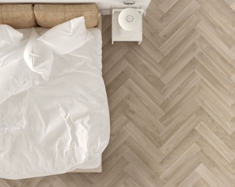 Herringbone Parquet Light Oak Sheet Vinyl Flooring. 2 Metre Wide Roll. (78")