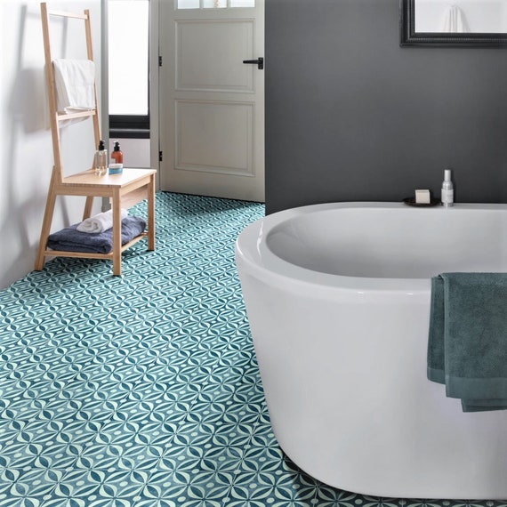 Mid Century Azure Sheet Vinyl Flooring. 2 Metre Wide Roll. 78