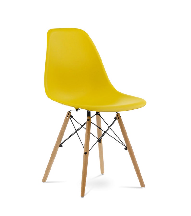 Eames stijl DSW stoel. 10 kleuren beschikbaar. Mustard