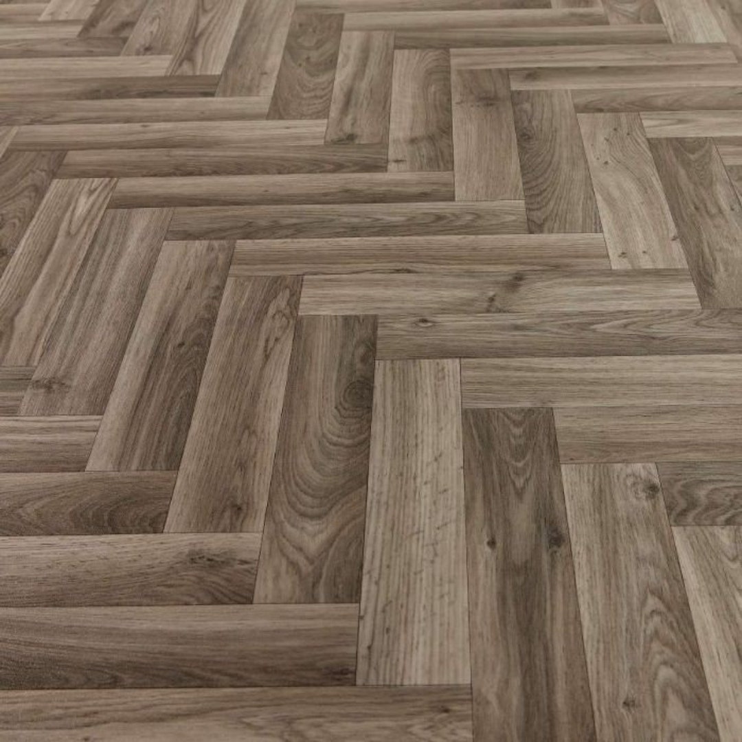 SAMPLE. Herringbone Parquet Dark Oak Sheet Vinyl Flooring Etsy