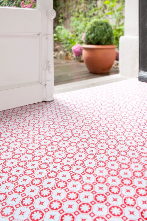 Rose Des Vents Red Vinyl Floor Tiles