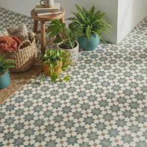 Retro Floral 3 Sheet Vinyl Flooring. 2 Metre Wide Roll. (78")