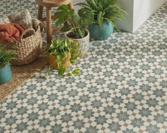 Retro Floral 3 Sheet Vinyl Flooring. 2 Metre Wide Roll. (78")