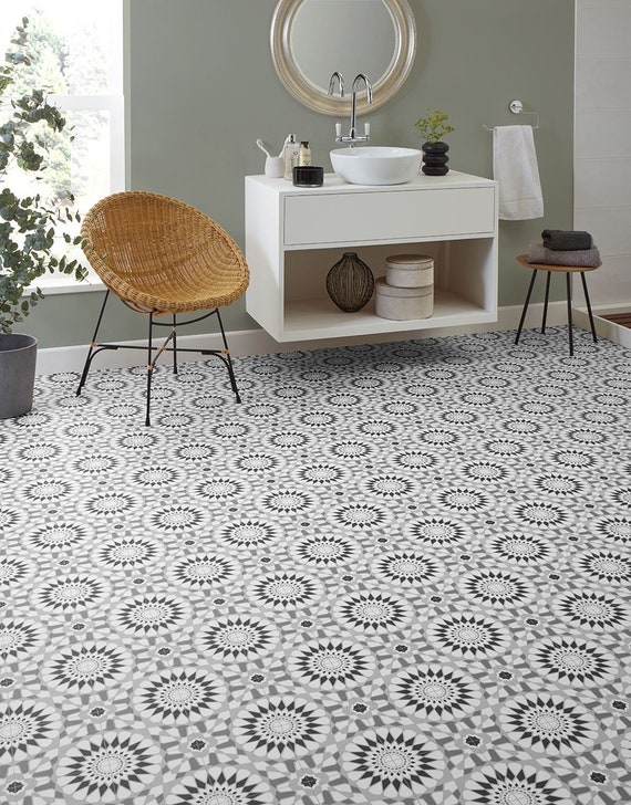 Edwardian Star Grey Sheet Vinyl Flooring. 2 Metre Wide Roll. 78