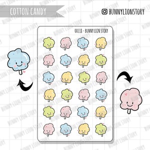 Cotton Candy Fairy Floss Filé Sucre Coton Laine Sweet Tooth | Autocollant de planificateur mignon Agenda Agenda Journal Agenda Rendez-vous Fonctionnel Bujo