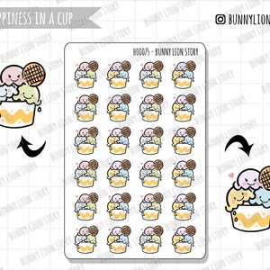 Crème glacée Gelato Summer Treat Sweet Tooth Ijse | Mignon Kawaii Planner Scrapbook Bujo Journal Agenda Rappel Décoration Autocollants