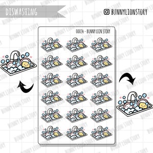 Afwassen Lijst met huishoudelijke taken Dagelijkse routinewas | Leuke kawaii planner plakboek Bullet Journal dagboek agenda decoratie Bujo sticker