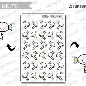 Föhn Föhnen Wassen Haarmasker Zelfzorg | Leuke Kawaii Planner Scrapbook Journal Dagboek Agenda Herinnering Schema Decoratie Bujo Sticker