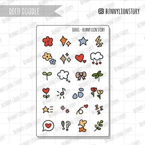 Herz Blume Stern Journaling Deco Aufkleber tägliches Emoticon | Süßer Kawaii Planer Scrapbook Journal Tagebuch Agenda Reminder Bujo