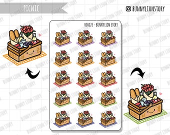 H00023 | Picknickmand Voorjaarsactiviteit Outdoor | Leuke Kawaii Planner Scrapbook Journal Dagboek Agenda Herinnering Schema Decoratie Sticker