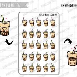 Boba Bubble Tea Pearl Milk Tea Jelly Topping Drink Dessert | Cute Kawaii Planner Scrapbook Journal Diary Agenda Decoration Bujo Sticker