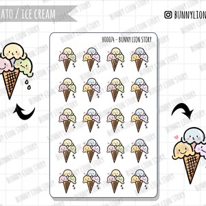 Gelato Ice Cream Ijs Summer Treat Dessert pour les dents sucrés | Mignon Kawaii Agenda Scrapbook Bujo Journal Journal Rappel d'ordre du jour Décoration Stickers