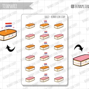 Tompouce Tompoes Tipico olandese Snack locale Dessert Pasticceria Cibo Viaggio / Cute Planner Bujo Scrapbook Diario Diario Agenda Decorazione Adesivo