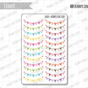 Markeer Banner Bunting Rainbow Pastel Happy Color | Leuke Kawaii Planner Scrapbook Journal Dagboek Agenda Herinnering Schema Decoratie Sticker