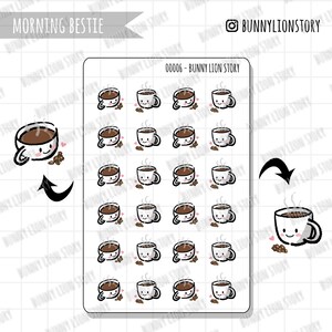 Koffie Warme chocolademelk Ochtenddrankjes Café Datum Schema Herinnering | Leuke kawaii planner agenda dagboek dagboek notebook plakboek Bujo sticker