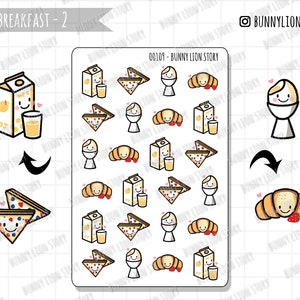 Frühstücks croissant French Toast Saft Ei Gesund | Niedliche Doodle Planer Sticker Agenda Tagebuch Journal Terminplan Funktional Bujo
