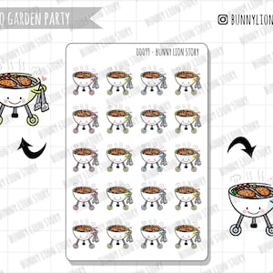 BBQ Tuinfeest Buitengrill Picknick Zomersfeer Barbecue | Leuke kawaii planner dagboek dagboek agenda herinnering schema decoratie sticker