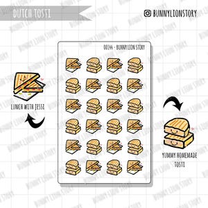 Sándwich tostado Tosti holandés Queso Jamón Comida local Viajes Foodie Planificador Pegatinas / Agenda Diario Agendar Cita Funcional Bujo